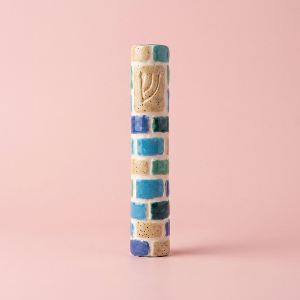 Ceramic mezuzah before and after painting